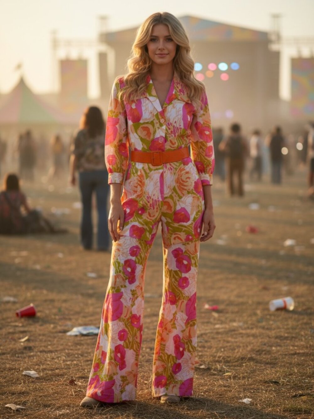 Vintage 60s/70s Linen 2-Piece Pantsuit